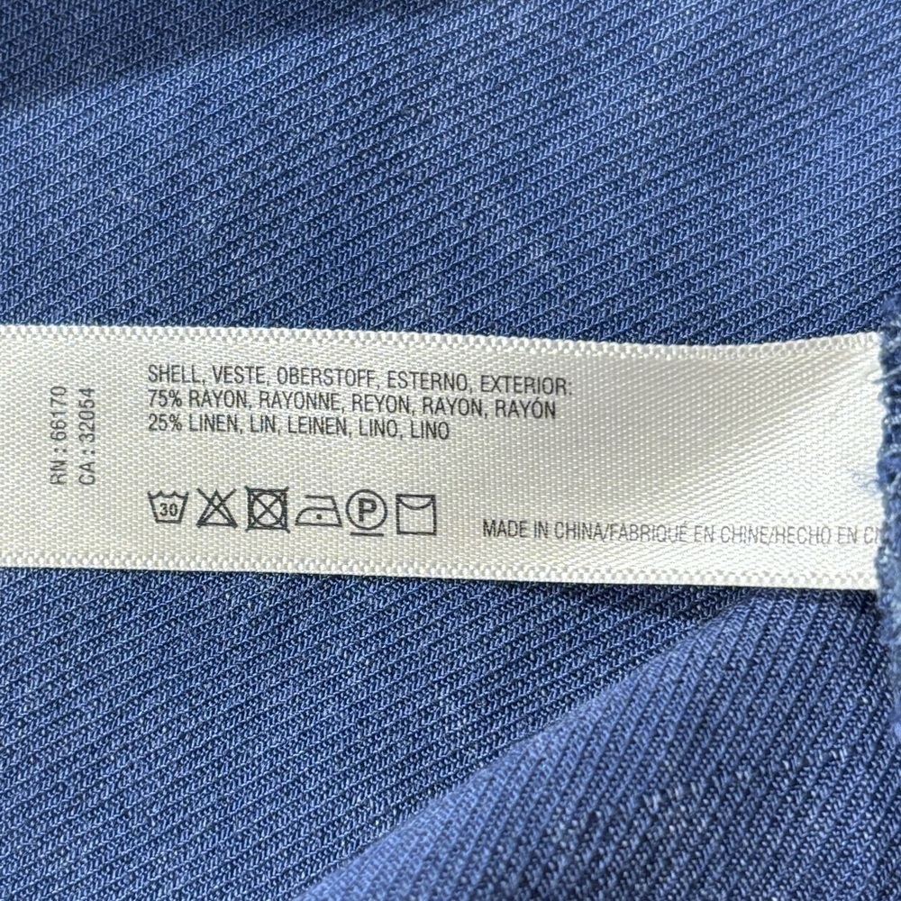 Pure Good Linen Rayon Blend Blue Coastal Beach Vacation Minimalist Sz M - Picture 3 of 7